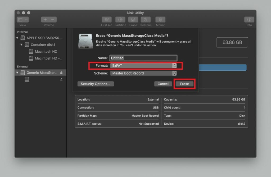Format GoPro SD card on a MAC step 3